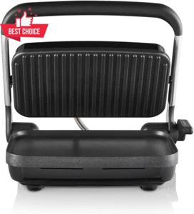 Café Style 2Slice Sandwich Press Anyheight Control NonStick Silver StandUp Stora - Picture 1 of 12