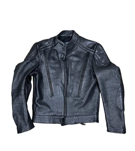 Giacca moto vintage tedesca veterinaria pelle nera unisex piccola - Foto 1 di 21