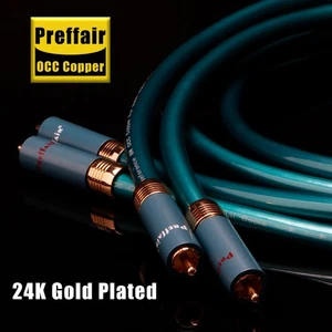 Preffair 8N OCC HiFi Audio RCA Signal Interconnect Cable with Gold Plated Plug - Picture 1 of 8