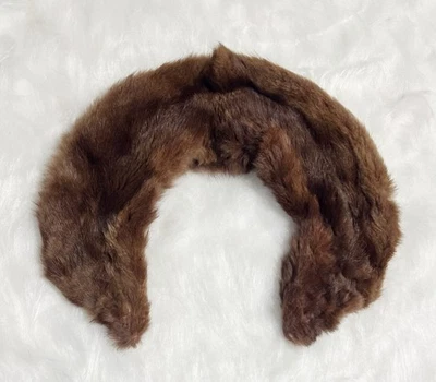 Vintage Genuine Mink Fur Collar Brown Double-Sided Soft 1960s - Image 1 of 3