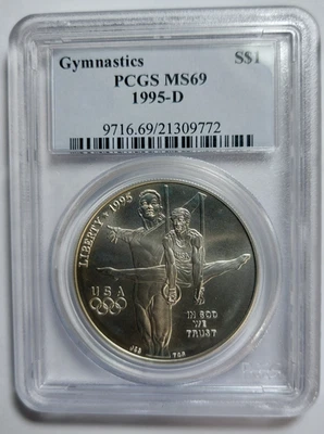 1995 D Atlanta Olympics Gymnast Commemorative 90% Silver Dollar - Image 1 of 4