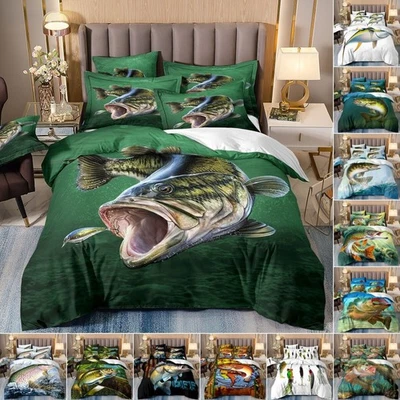 Carp Hunter Fish 02 Quilt Duvet Cover Single Size Bedding Set Decor/Customizable