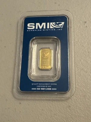 Sunshine Minting (SMI) 1 Gram 9999 Gold Bar-Sealed W Assay! W Security Feature🦅 - Image 1 of 4
