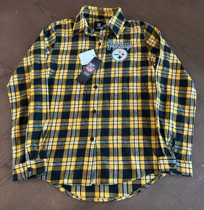 NFL Pittsburgh Steelers Flanellhemd Damen Small gelb schwarz kariert Knopfleiste - Bild 1 von 8