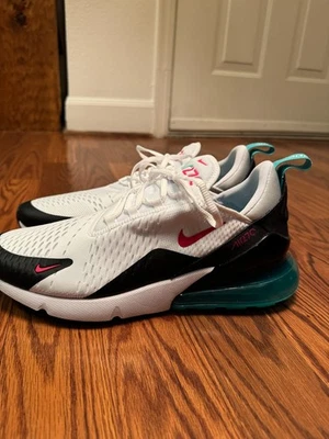 Size 11.5 - Nike Men's Air Max 270 White Teal Pink Cactus D Width Footwear - Image 1 of 4