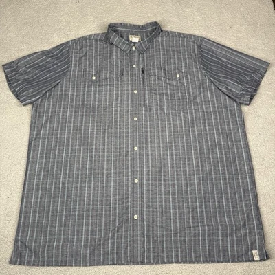LL Bean Shirt Mens 3XL Tall Blue Plaid SunSmart Cool Weave Button Front Hiking - Image 1 of 4