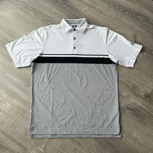 FJ FootJoy Polo Shirt Mens L Gray White Golf Casual Short Sleeve Athleisure - Picture 1 of 6