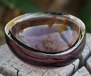 VINTAGE Art Glass Bowl Amethyst Scandinavian Art Glass 1950's - Picture 1 of 6