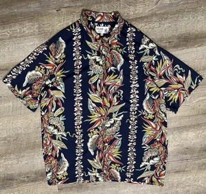 1960’s Rayon Iolani Hawaii Aloha Short Sleeve Shirt Men Tropical Trees Flowers - Picture 1 of 8