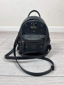 Maison Mollerus MCM Luxury Negro Cuero Tachonado Mini Mochila Bolso Mujer - Imagen 1 de 20