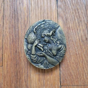 Goddess Hebe Cup Bearer Zeus As Eagle Vtg BTS Solid Brass Buckle Greek Mythology - Picture 1 of 4