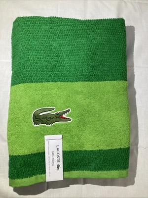 Toalla de baño verde Lacoste 100 % algodón 30" x 52" logotipo de cocodrilo grande nueva con etiquetas Foto 1 de 4