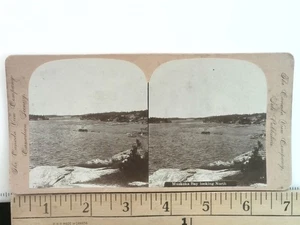 Lago Muskoka Ontario vicino a Gravenhurst Stereoview Muskoka Bay Canada c1890s - Foto 1 di 2