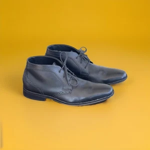 Stivali Chukka Florsheim da uomo in pelle nera Castellano punta liscia taglia 9,5D - Foto 1 di 15