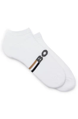 HUGO BOSS Low Cut Ankle Socks Mens 7-13 White 2-Pack Solid Logo Cotton Blend - Image 1 of 4