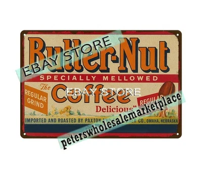 BUTTER NUT COFFEE rustic cafe decor tin sign - Image 1 of 4