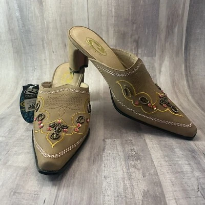 Zapatos de mula Roper marrón sin cordones vaqueros bordados con cuentas para mujer talla 7 gamuza Foto 1 de 4