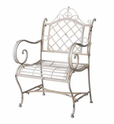Fauteuil de jardin shabby chic blanc chaise de jardin art nouveau balcon neuf - Photo 1/4