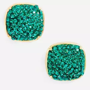 Kate Spade New York Emerald Green Pavé Encrusted Stud Earrings Gumdrop cushion - Picture 1 of 10