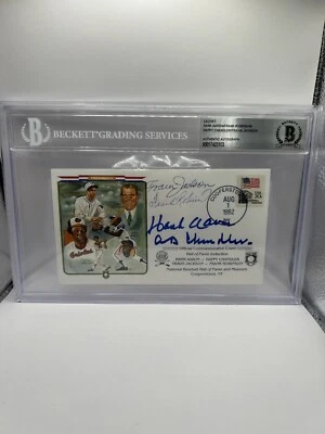 Hank Aaron Robinson Chandler Jackson Signed Perez Steele Envelope Cachet Beckett - Image 1 of 3