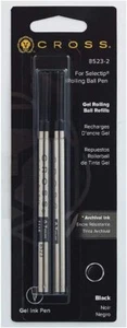 Cross 2/pack Medium Black Rollerball Pen Refills 8523-2 New Version - Afbeelding 1 van 3