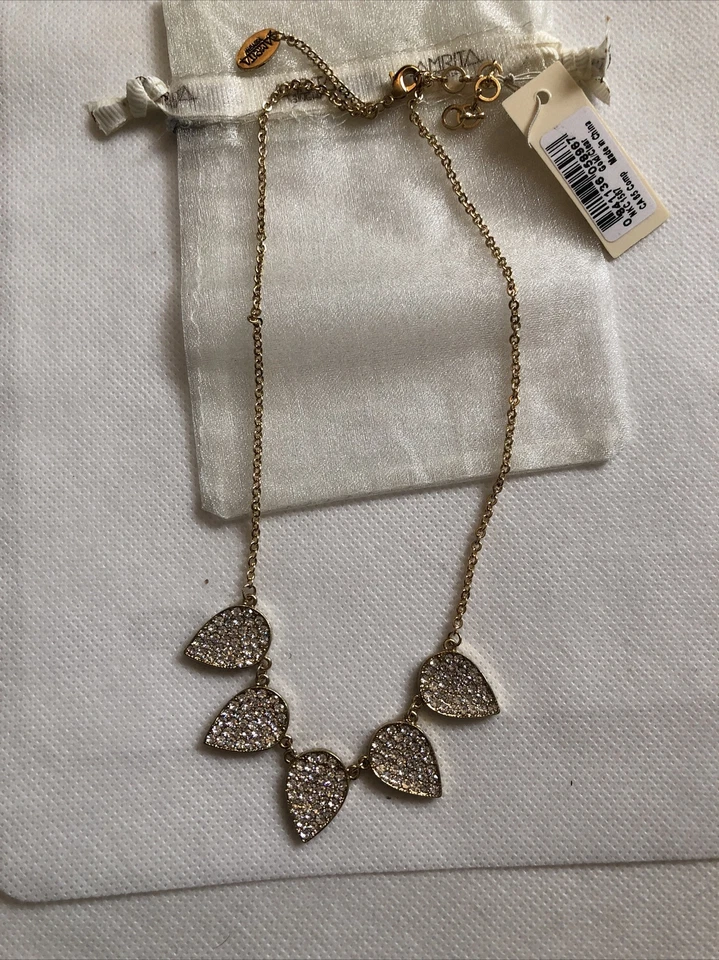 Ожерелье золотистого цвета Amrita Singh с инкрустированными каплевидными фронтальными акцентами паве новое с ценниками - Изображение 1 из 1