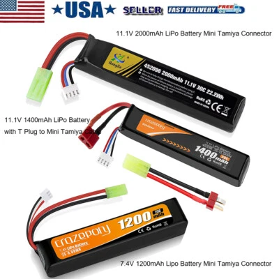 Batería recargable 11.1V 2000mAh 30C LiPo Mini enchufe Tamiya para modelo Airsoft Foto 1 de 4