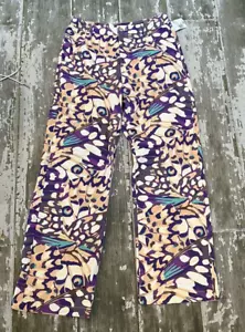 NWT Forever 21 Abstract Butterfly Twill Pants Purple Taupe Women's Size Large - Picture 1 of 5