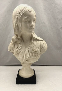 BEAUTIFUL! VINTAGE Solid Heavy Bust Young Boy Man (Girl) Statue 15.5" H Signed - Picture 1 of 11