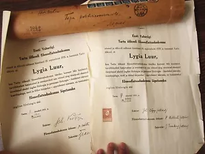 1931 ESTONIA TARTU UNIVERSITY DIPLOMA (2 EX)+ORIG COVER - Picture 1 of 6