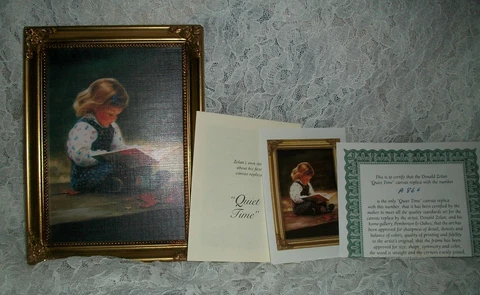 1992 PEMBERTON & OAKES "QUIET TIME"CANVAS REPLICA DONALD ZOLAN OIL  COA Cover