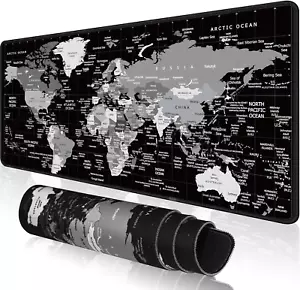 World Map Gaming Mouse Pad Large,Xl Desk Pad Computer Game Desk Mat for Keyboard - Picture 1 of 6