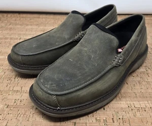Merrell World Vue Venitian Mocs Men's 7.5 Olive Green Leather Loafer Casual - Picture 1 of 10