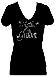 CAMISETA BLING MANGA CORTA CUELLO EN V BODA MADRE DEL NOVIO CON DIAMANTES DE IMITACIÓN - Imagen 1 de 2