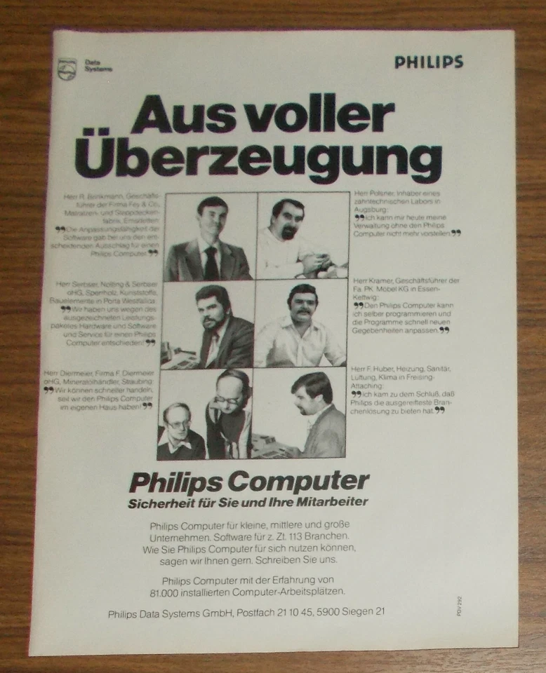 Vintage 1980 PHILIPS DATA SYSTEM Computers Print Ad advert #1 German - Image 1 of 1
