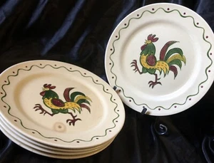 5 Vtg Rooster Plate Metlox Poppytrail CA Kitchen Ware Mid Century? Home Decor - Picture 1 of 12