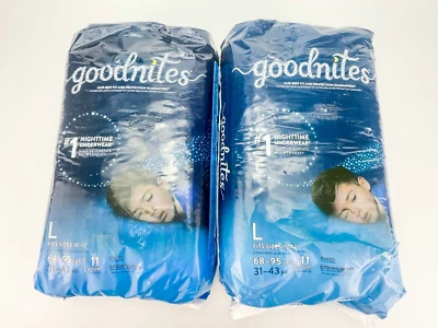 Ropa interior GoodNites para dormir pull ups niños grandes 68 a 95 libras 11 unidades Ea lote de 2 Foto 1 de 4