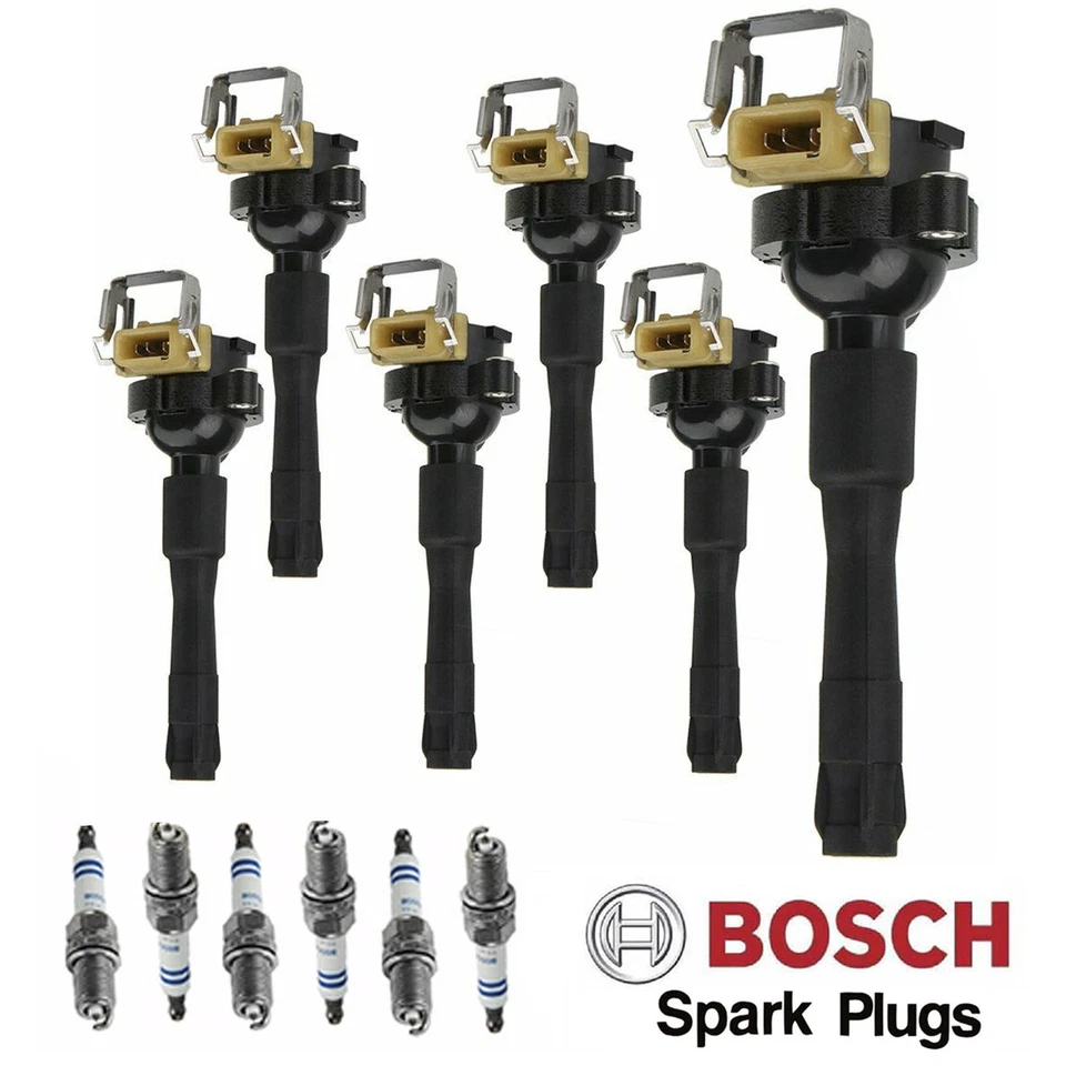 For BMW M3 740iL 528i UF354 MK Ignition Coil & Bosch Platinum Spark Plug 12PCS - Image 1 of 4