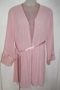 Accappatoio Lingerie Exc VALERIE STEVENS Rosa Trasparente Chiffon Peignoir Polsino Pizzo XL 16 - Foto 1 di 1