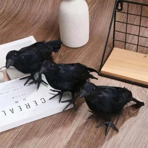 Fake Bird Hunting Realistic Black Yard Crow Hunting Decoy Garden Bird Deter 4pcs - Picture 1 of 9