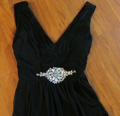 Vestido de cóctel negro B. DARLIN adorno de cristal talla 1-2 NUEVO STOCK ANTIGUO Foto 1 de 4