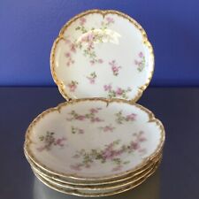 Antique Vtg Haviland France Apple Blossom Bowls Plates Scalloped Gold 6 Inches