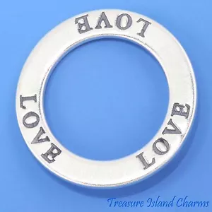 Love Affirmation 925 Solid Sterling Silver Circle Band Pendant MADE IN USA - Picture 1 of 1