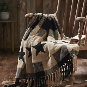 Black Check Star Woven Throw 50x60 - Picture 1 of 8