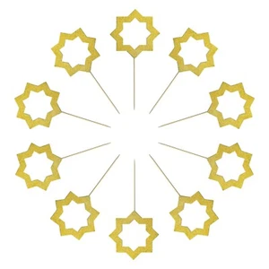 Large Gold Glitter 8-Point Star Eid Ramadan Islamic Cocktail Sticks (10 Pack) - Picture 1 of 2