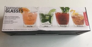 Kikkerland Bartending Glasses (Set of 4), Clear 8-ounce 3.25 by .05 by 2.25" NEW - Picture 1 of 3