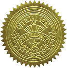 Gold Foil Award Certificate Seals, Embossed Official Seal of Excellence, 2 Inch 