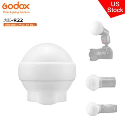 US Godox AK-R22 Round Head Flash Softball Softbox Silica Gel Diffusion Dome Ball - Image 1 of 4