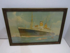 OLD VINTAGE WILLIAM J. AYLWARD NEW YORK NEW YORK PAINTING SHIP CRUISE LINE - Picture 1 of 9