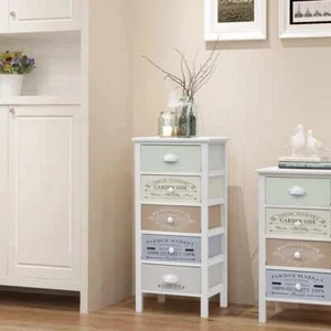 French Storage Cabinet Rustic Chest Of 5 Drawers Decorative Home Hall Furniture - Picture 1 of 6